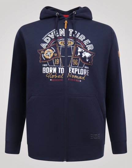 D555 Hector Adventurer Printed Zip Through Hoody Mörkblå - Tröjor & hoodies - Stora hoodies & tröjor - 2XL-14XL