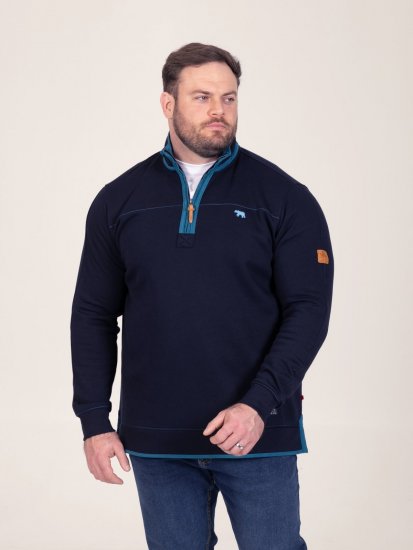 D555 Conway 2 1/4 Zip Neck Fleece Sweatshirt With Bear Logo Mörkblå - Tröjor & hoodies - Stora hoodies & tröjor - 2XL-14XL