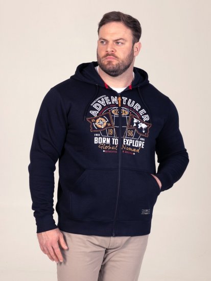 D555 Hector Adventurer Printed Zip Through Hoody Mörkblå - Tröjor & hoodies - Stora hoodies & tröjor - 2XL-14XL