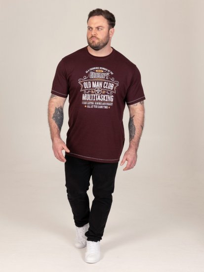 D555 Baldwin Grumpy Old Man Club Print Crew Neck T-shirt Burgundy/ Black Twist - T-shirts - Stora T-shirts - 2XL-14XL