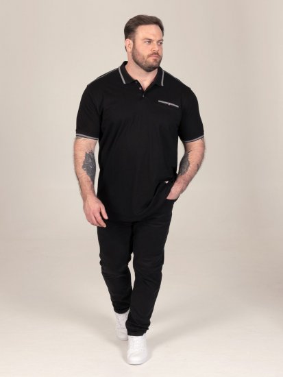 D555 Potts Jersey Polo With Jacquard Collar & Cuffs Svart - Pikétröjor - Stora pikétröjor - 2XL-8XL
