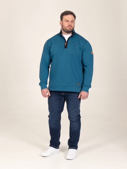 D555 Conway 1 1/4 Zip Neck Fleece Sweatshirt With Bear Logo Teal - Tröjor & hoodies - Stora hoodies & tröjor - 2XL-14XL