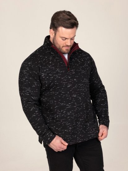 D555 Chandler Reno 1/4 Zip Neck Sweatshirt With Bear Logo Svart - Tröjor & hoodies - Stora hoodies & tröjor - 2XL-14XL