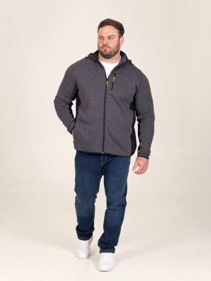 D555 Conrad Detachable Hood Bonded Fleece Zip Through Hoody TALL Mörkblå - TALL tröjor - TALL sweatshirts för långa män