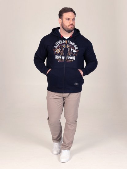 D555 Hector Adventurer Printed Zip Through Hoody Mörkblå - Tröjor & hoodies - Stora hoodies & tröjor - 2XL-14XL