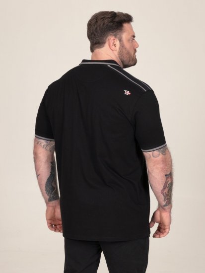 D555 Potts Jersey Polo With Jacquard Collar & Cuffs Svart - Pikétröjor - Stora pikétröjor - 2XL-8XL