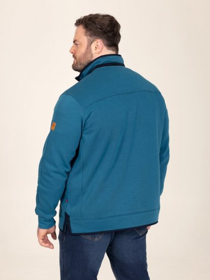 D555 Conway 1 1/4 Zip Neck Fleece Sweatshirt With Bear Logo Teal - Tröjor & hoodies - Stora hoodies & tröjor - 2XL-14XL