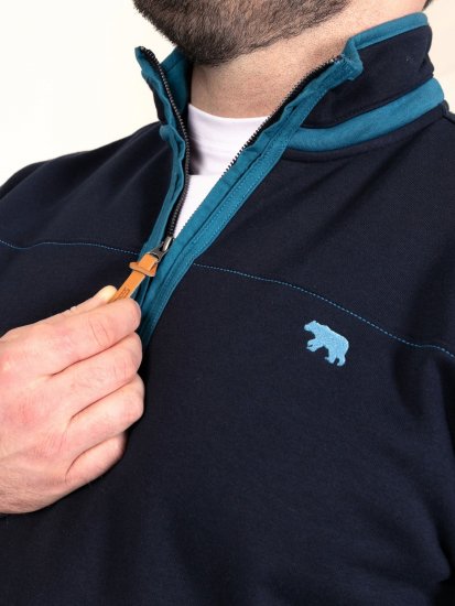 D555 Conway 2 1/4 Zip Neck Fleece Sweatshirt With Bear Logo Mörkblå - Tröjor & hoodies - Stora hoodies & tröjor - 2XL-14XL