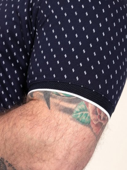 D555 Reid AOP Polo With Jacquard Collar, Pocket And Cuffs Mörkblå - Pikétröjor - Stora pikétröjor - 2XL-8XL