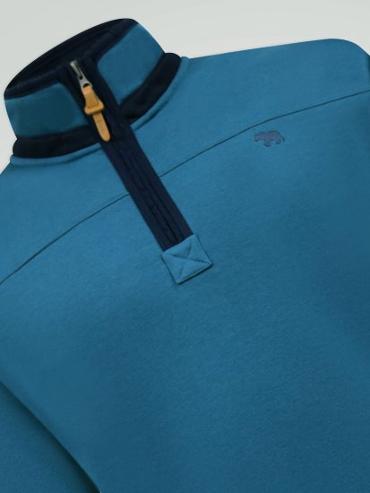 D555 Conway 1 1/4 Zip Neck Fleece Sweatshirt With Bear Logo Teal - Tröjor & hoodies - Stora hoodies & tröjor - 2XL-14XL
