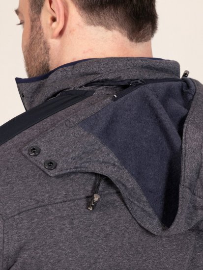 D555 Conrad Detachable Hood Bonded Fleece Zip Through Hoody TALL Mörkblå - TALL tröjor - TALL sweatshirts för långa män