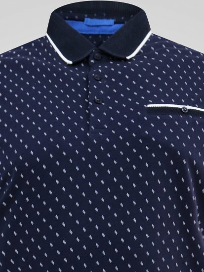 D555 Reid AOP Polo With Jacquard Collar, Pocket And Cuffs Mörkblå - Pikétröjor - Stora pikétröjor - 2XL-8XL