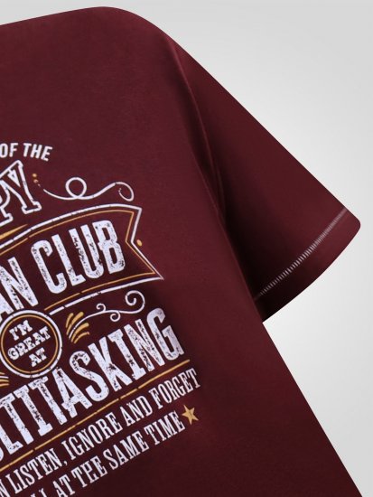 D555 Baldwin Grumpy Old Man Club Print Crew Neck T-shirt Burgundy/ Black Twist - T-shirts - Stora T-shirts - 2XL-14XL