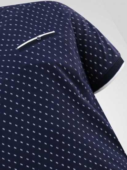 D555 Reid AOP Polo With Jacquard Collar, Pocket And Cuffs Mörkblå - Pikétröjor - Stora pikétröjor - 2XL-8XL