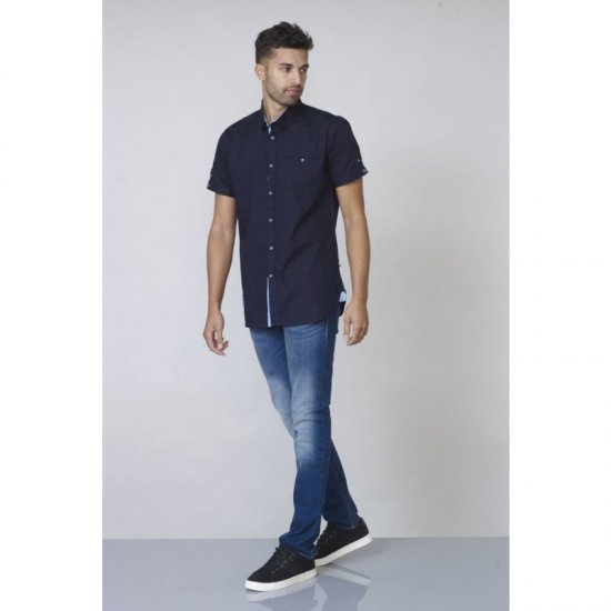 D555 Tim Short Sleeve Shirt Navy - Skjortor - Stora skjortor - 2XL-8XL