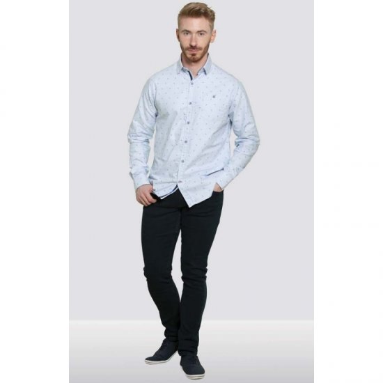 D555 Addington Printed Oxford Shirt Blue - Skjortor - Stora skjortor - 2XL-8XL