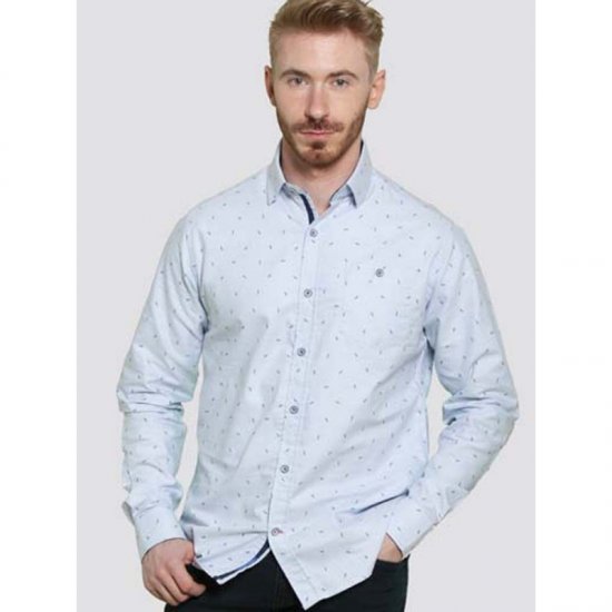 D555 Addington Printed Oxford Shirt Blue - Skjortor - Stora skjortor - 2XL-8XL