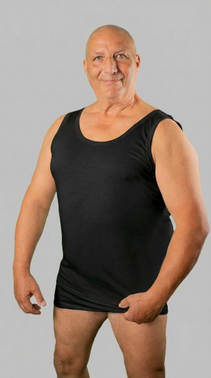 20 Nodi Crew Neck Tank Top in Combed Cotton Jersey Black - Underkläder & badkläder - Stora underkläder för män