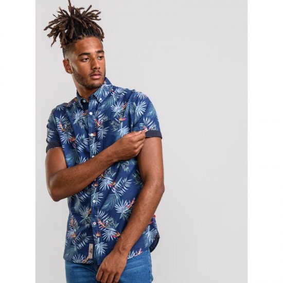 D555 Reuben Hawaii Shirt Navy - Skjortor - Stora skjortor - 2XL-8XL