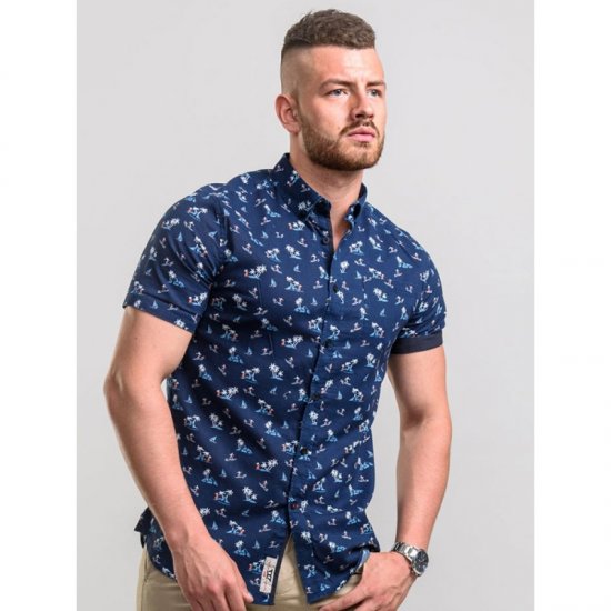 D555 Davian Hawaii Shirt Navy - Skjortor - Stora skjortor - 2XL-8XL