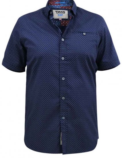 D555 Telford S/S Micro Ao Print Shirt Navy - Skjortor - Stora skjortor - 2XL-8XL