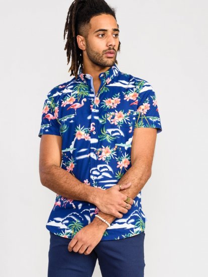D555 Durham Flamingo Hawaiian Ao Print Shirt - Skjortor - Stora skjortor - 2XL-8XL