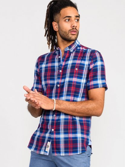 D555 Portland Check Button Down Collar S/S Shirt - Skjortor - Stora skjortor - 2XL-8XL