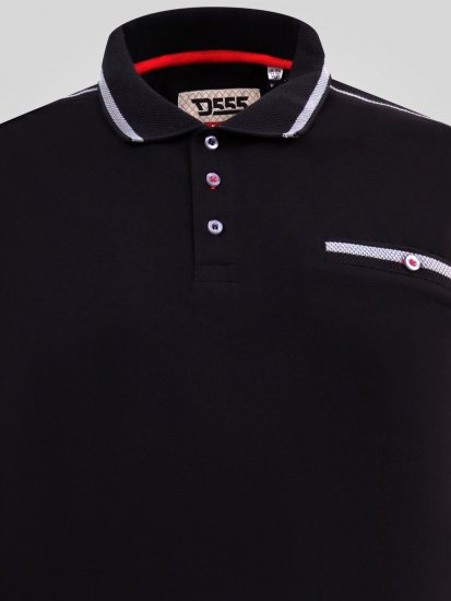 D555 Potts Jersey Polo With Jacquard Collar & Cuffs Svart - Pikétröjor - Stora pikétröjor - 2XL-8XL