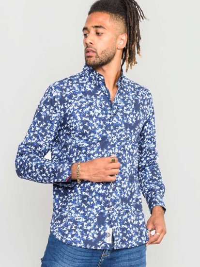 D555 Harrow AOP Shirt Blue - Skjortor - Stora skjortor - 2XL-8XL
