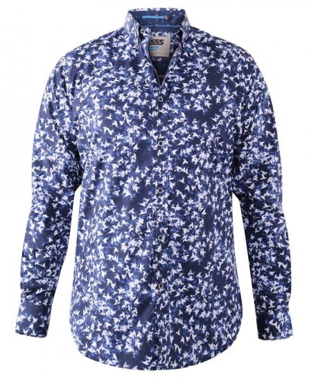 D555 Harrow AOP Shirt Blue - Skjortor - Stora skjortor - 2XL-8XL