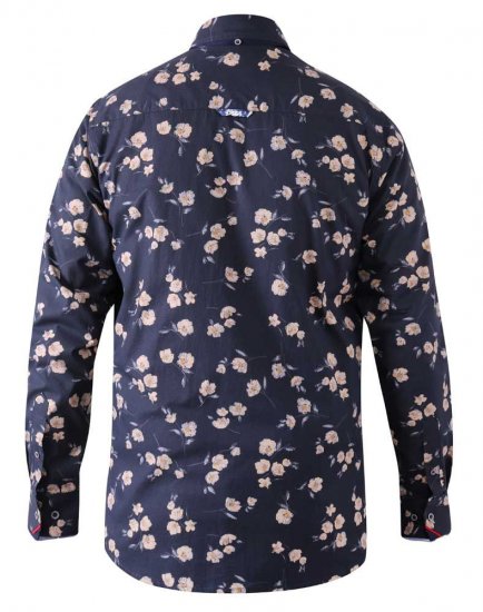 D555 Rooksey Floral Print Shirt Navy - Skjortor - Stora skjortor - 2XL-8XL