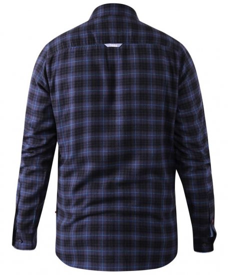 D555 Dovercourt Flannel Check Shirt Blue and Black - Skjortor - Stora skjortor - 2XL-8XL