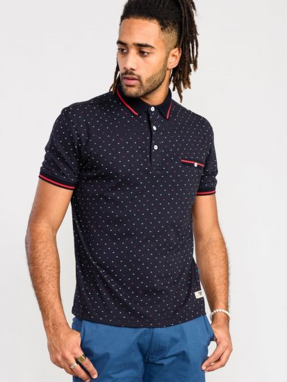 D555 Ashwell Ao Printed Polo Shirt Dark Navy - Pikétröjor - Stora pikétröjor - 2XL-8XL