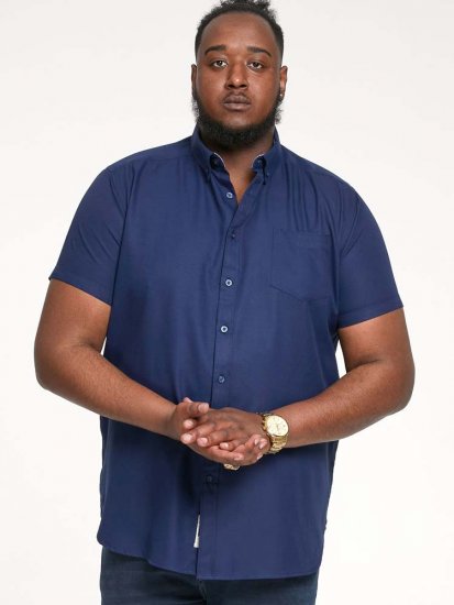 D555 James Short Sleeve Oxford Shirt Navy - Skjortor - Stora skjortor - 2XL-8XL