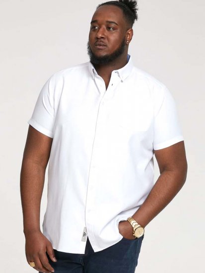 D555 James Short Sleeve Oxford Shirt White - Skjortor - Stora skjortor - 2XL-8XL