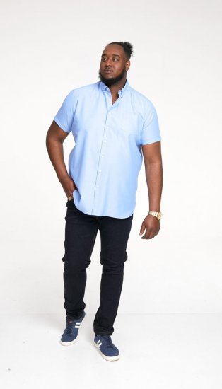 D555 James Short Sleeve Oxford Shirt Sky Blue - Skjortor - Stora skjortor - 2XL-8XL