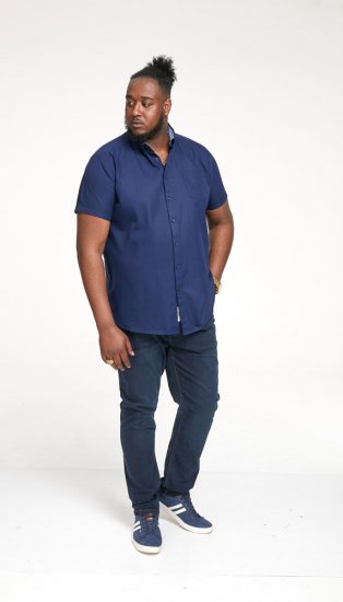D555 James Short Sleeve Oxford Shirt Navy - Skjortor - Stora skjortor - 2XL-8XL