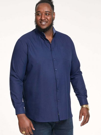 D555 Richard Long Sleeve Oxford Shirt Navy - Skjortor - Stora skjortor - 2XL-8XL