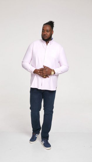 D555 Richard Long Sleeve Oxford Shirt Pink - Skjortor - Stora skjortor - 2XL-8XL