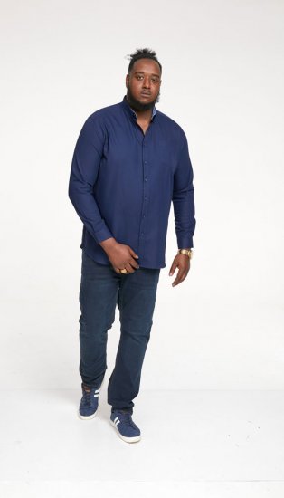 D555 Richard Long Sleeve Oxford Shirt Navy - Skjortor - Stora skjortor - 2XL-8XL