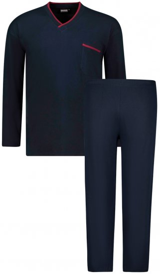 Adamo Beppo Long Sleeve Pyjama Navy - Underkläder & Badkläder - Stora underkläder för män