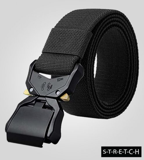 D555 Dale Tactical Stretch Webbing Belt with Heavy Duty Quick Release Buckle Black - Bälten - Långa bälten - W40-W70/2XL-8XL