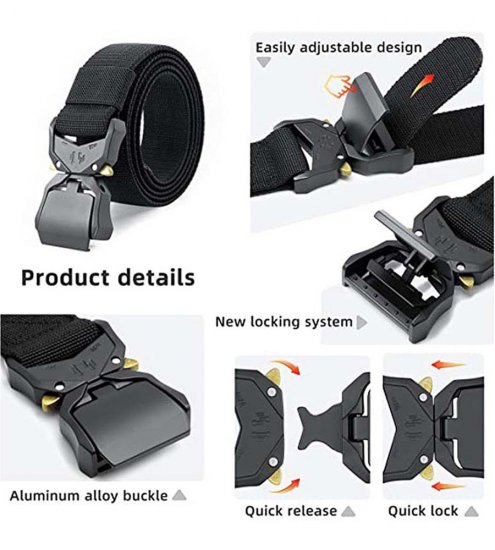 D555 Dale Tactical Stretch Webbing Belt with Heavy Duty Quick Release Buckle Black - Bälten - Långa bälten - W40-W70/2XL-8XL