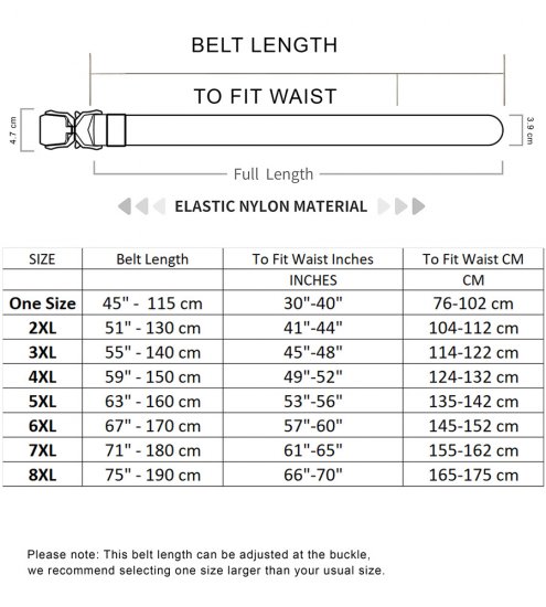 D555 Dale Tactical Stretch Webbing Belt with Heavy Duty Quick Release Buckle Black - Bälten - Långa bälten - W40-W70/2XL-8XL