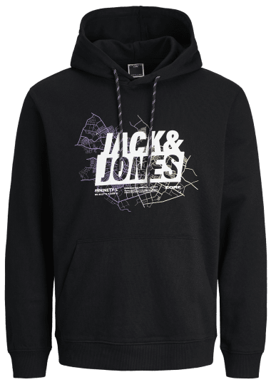 Jack & Jones JCOMAP LOGO SWEAT Hoodie Black - Tröjor & hoodies - Stora hoodies & tröjor - 2XL-14XL