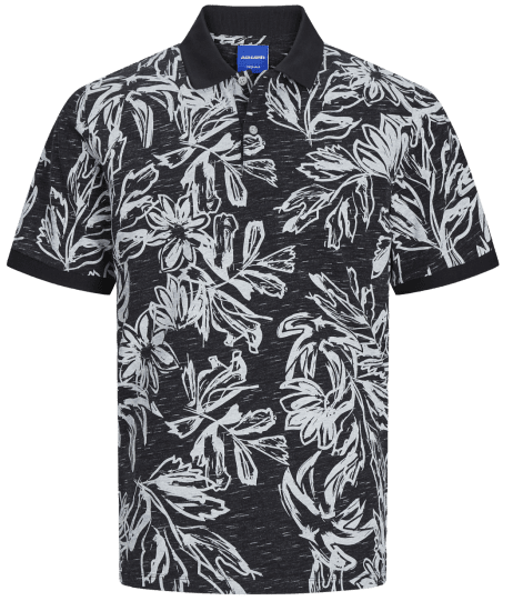 Jack & Jones JORLAFAYETTE AOP Polo Black - Pikétröjor - Stora pikétröjor - 2XL-8XL