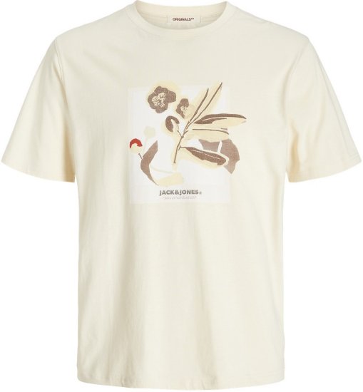 Jack & Jones Almeria Front Print Crew Neck T-Shirt Antique White - T-shirts - Stora T-shirts - 2XL-14XL
