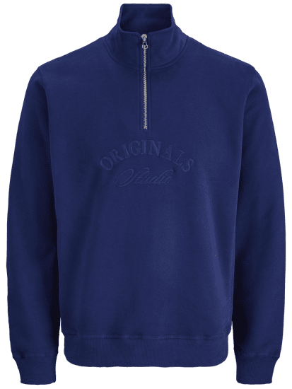 Jack & Jones Bleecker Branding High Neck Sweatshirt Ocean Cavern - Tröjor & hoodies - Stora hoodies & tröjor - 2XL-14XL