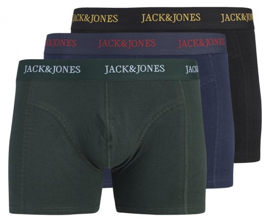 Jack & Jones Blaze Solid Kalsonger 3-pack Svart/Mörkblå/Grön - Boxershorts - Boxershorts för herrar i stora storlekar