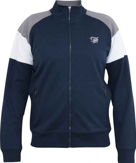 D555 JEFFREY Couture Zip Through Sweatshirt Navy - Tröjor & Hoodies - Stora hoodies & tröjor - 2XL-14XL